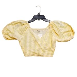 Sim & Sam Yellow Gingham Crop Top